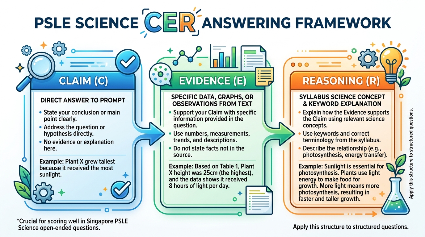 PSLE Science CER Answering Framework Diagram