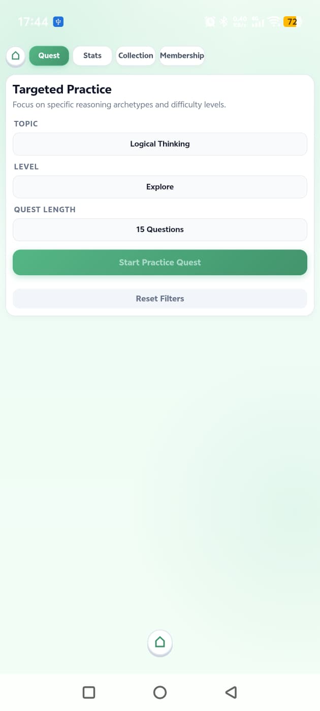 BrainActive targeted practice selection
